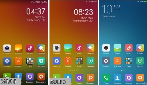 miui 7 vs miui 6 vs miui 5 home screen