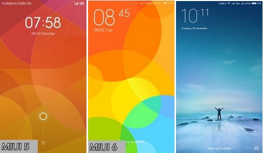 miui 7 vs miui 6 vs miui 5 lock screen