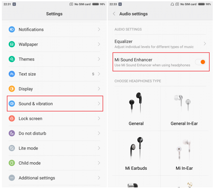 mi earphone setting