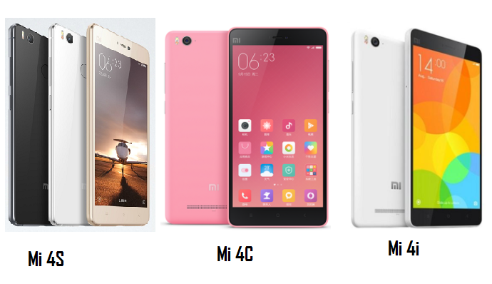 Xiaomi Mi4S vs Mi4C vs Mi4i