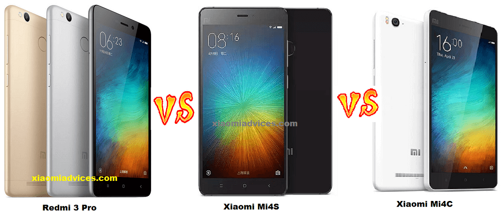 Xiaomi Redmi 3 Pro vs Mi4S vs Mi4C