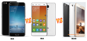 Xiaomi mi5 vs mi4 vs mi4s compare