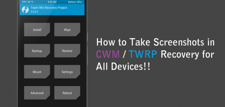 screenshots in CWM/TWRP recovery Android