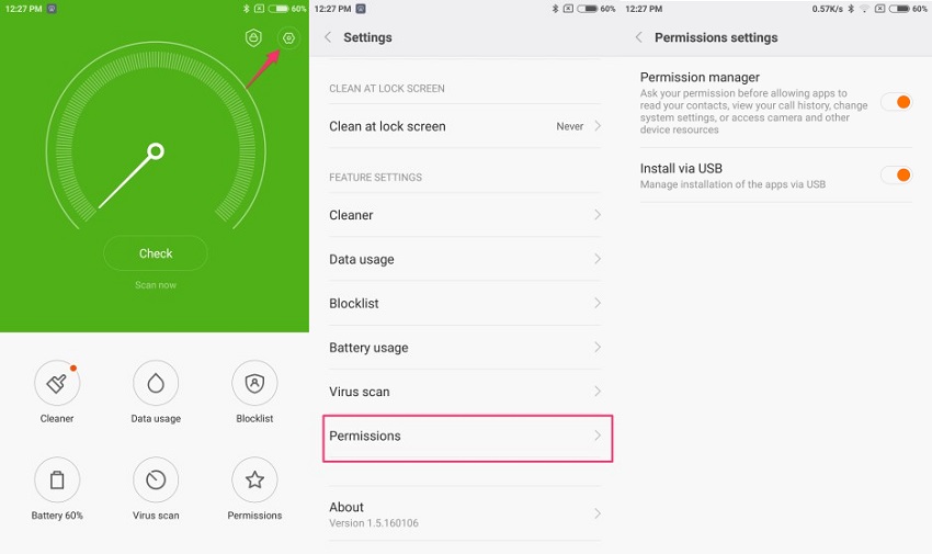 Xiaomi MIUI 7 app permission