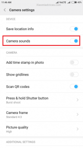 Q&A (MIUI 8): How to turn off camera sound?