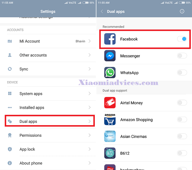 dual app in redmi note 8