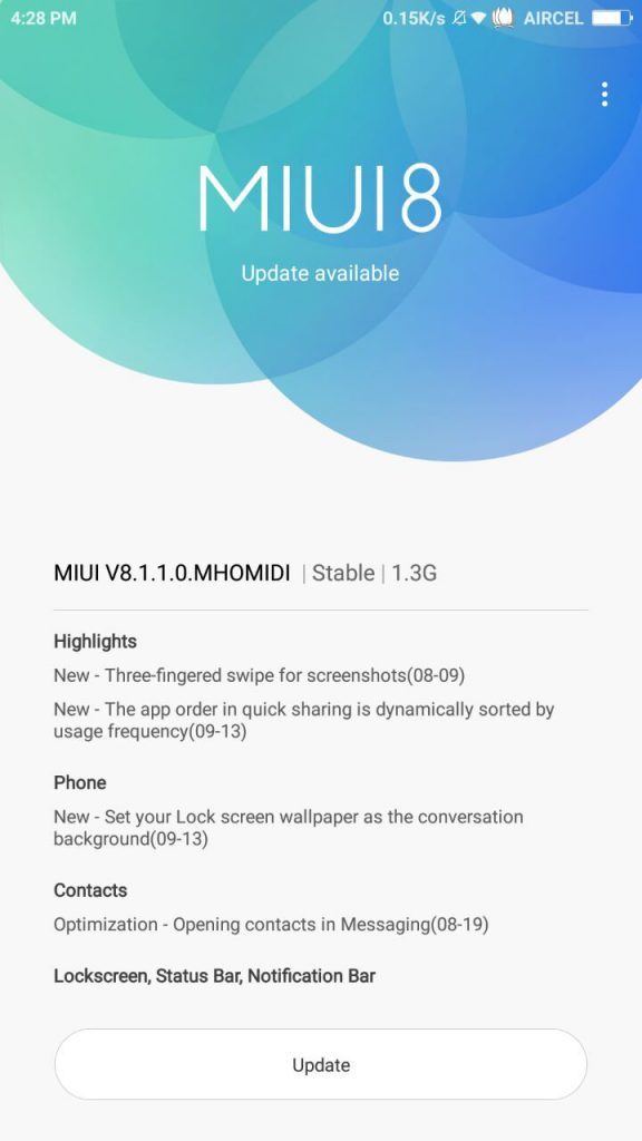 Xiaomi Redmi Note 3 MIUI 8.1.1.0.MHOMIDI Android 6.0 Marshmallow download