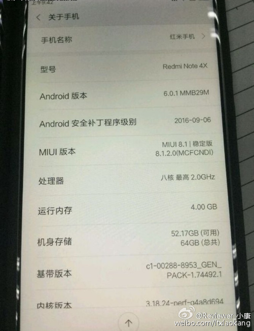 redmi-note-4x specs leaked