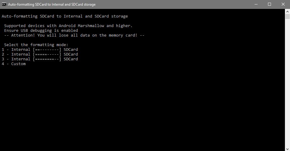 Format SD card-as-internal-storage