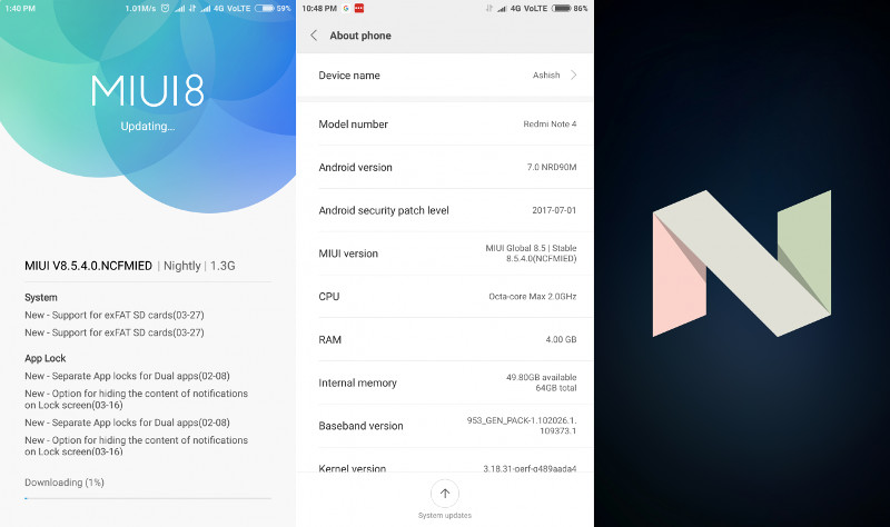 Xiaomi Redmi Note 4 MIUI 8.5.4.0 Android 7.0 Nougat