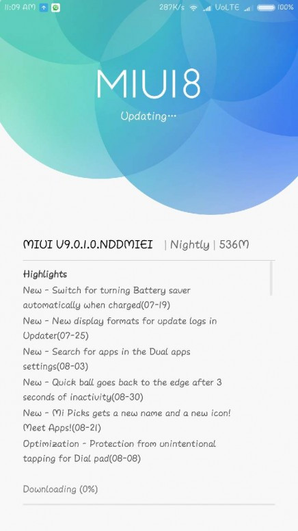 Xiaomi Mi Max 2 MIUI 9 Nightly V9.0.1.0.NDDMIEI
