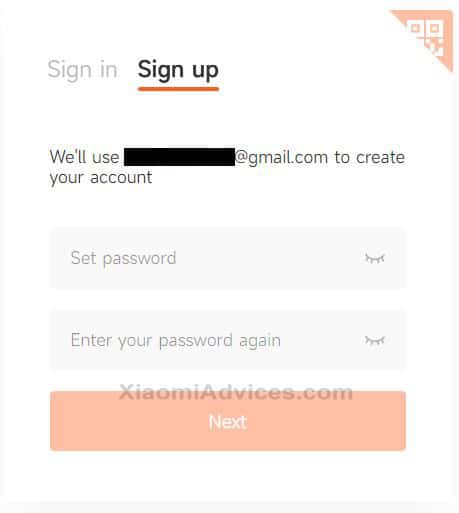Mi Account Set Password