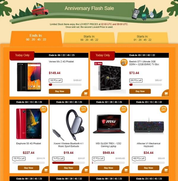 Gearbest 4th Anniversary Sale flash