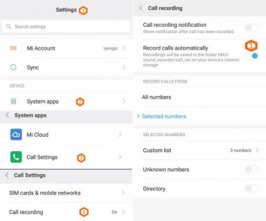 mi mobile call recording setting