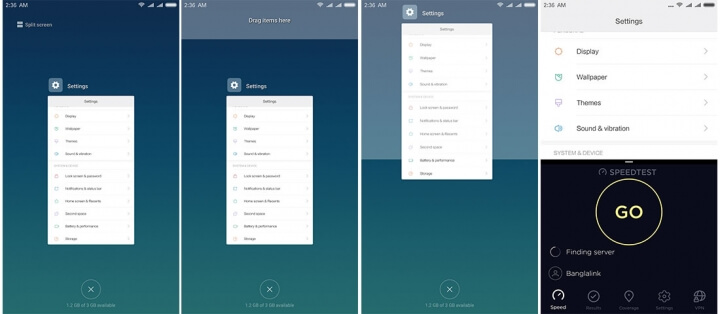 Xiaomi split screen feature