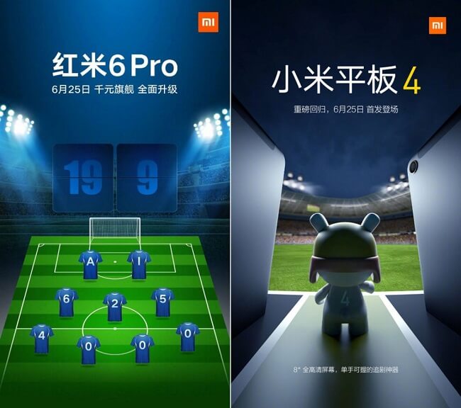 Xiaomi Redmi 6 Pro Mi pad 4 release date