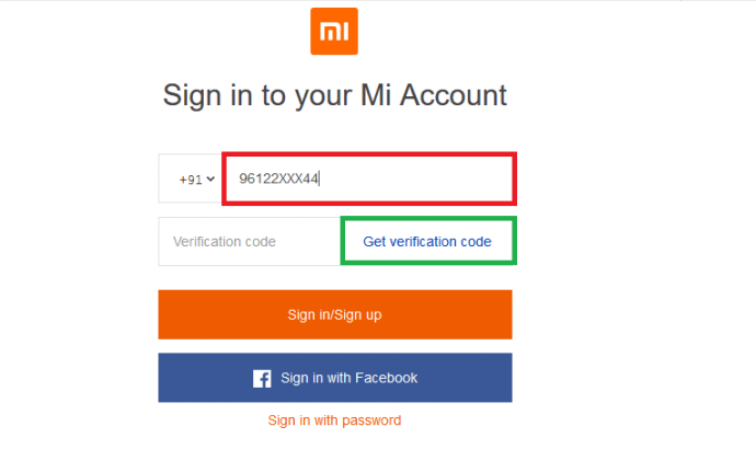 Sign in to Mi Account without passowrd 6