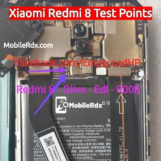 REDMI 8 Test Point EDL Point (olive)