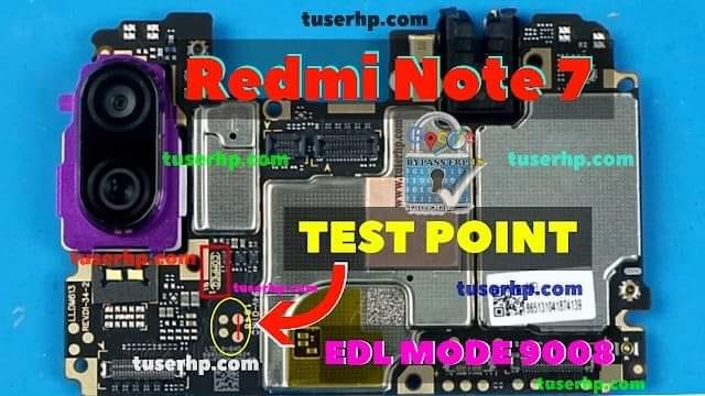 REDMI NOTE 7, REDMI NOTE 7S Test Point EDL Point (lavender)