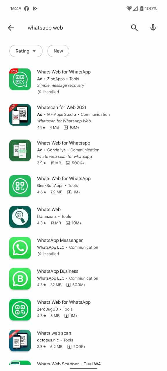 WhatsApp Web on the phone apps for Android
