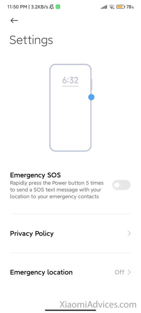 MIUI Security App Emergency SOS