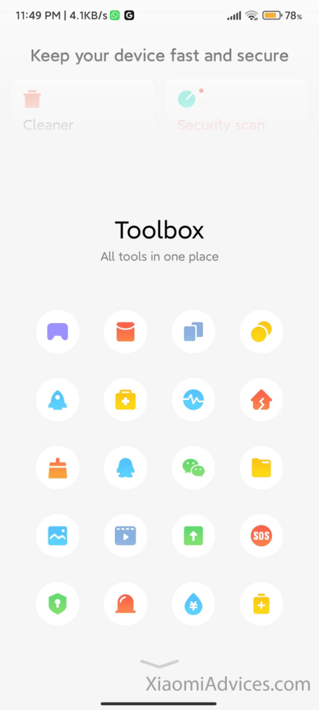 MIUI Security App Tool Box