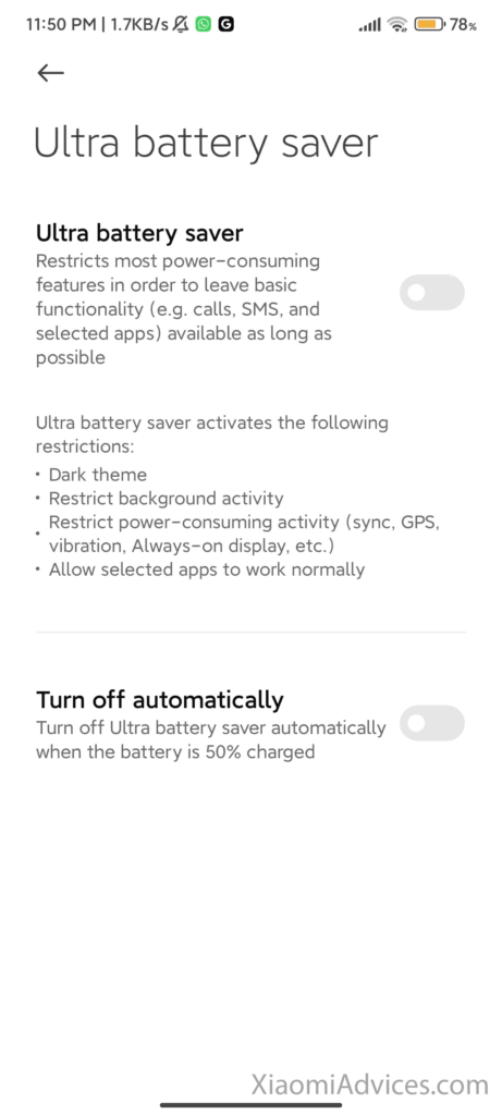 MIUI Security Ultra Battery Saver