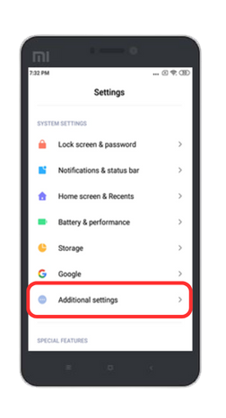 Additional Settings in Older Xiaomi phone