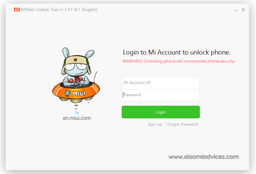 Log in to Mi Account