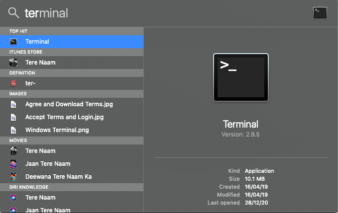 Open Terminal on Mac